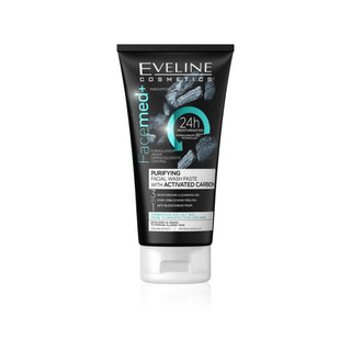 Eveline Cosmetics Facemed+ Gel de Limpeza Facial 3 em 1 para Peles Oleosas e Mistas com Carvão Ativado