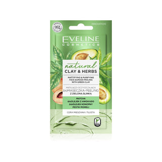 Eveline Cosmetics Natural Clay & Herbes Mattifying Purifying Mask - Máscara Facial de Argila Verde