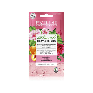 Eveline Cosmetics Natural Clay & Herbes Moisturizing Illuminating Mask - Máscara Facial de Argila Rosa