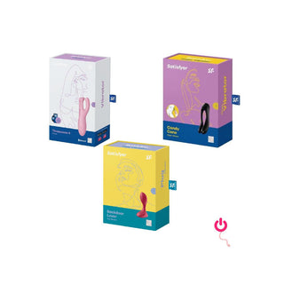 Satisfyer Threesome 4 Vibrador Rosa + Candy Cane Vibrador Negro + Backdoor Lover Red
