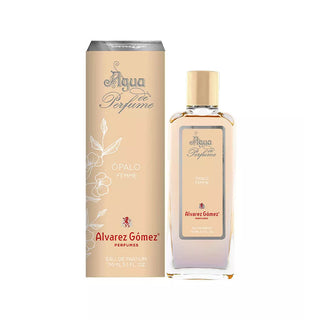 Garrafa de perfume da alvarez gomez de 150 ml com um rótulo rose gold, ao lado da embalagem.