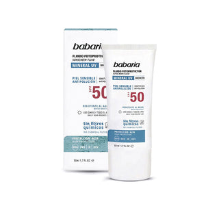 Babaria Mineral UV - Protetor Solar Facial à Prova de Água para Peles Sensíveis SPF 50