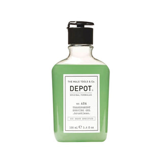 Depot Nº406 Transparent Shaving Gel Brushless - Shaving Gel without Foam (Suitable for Use Without a Brush)