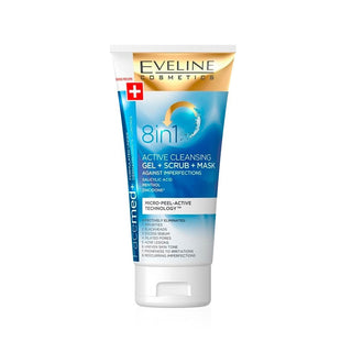 Eveline Cosmetics Facemed+ Gel de Limpeza + Esfoliante + Máscara Facial Anti-Imperfeições 8 em 1