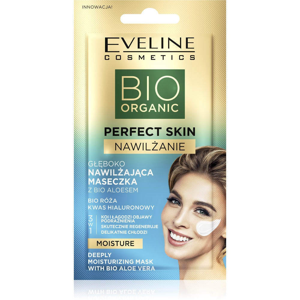 Eveline Cosmetics Bio Organic Perfect Skin Moisturizing Mask - Máscara Hidratante com Aloe Vera
