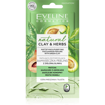 Eveline Cosmetics Natural Clay & Herbes Mattifying Purifying Mask - Máscara Facial de Argila Verde