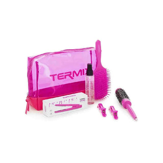 Termix Pocket Styling Pink Mini Hair Straightener + Toiletry Bag + Professional Hair Brush + 2 x Hair Tongs + Style Me Silky Hair Serum
